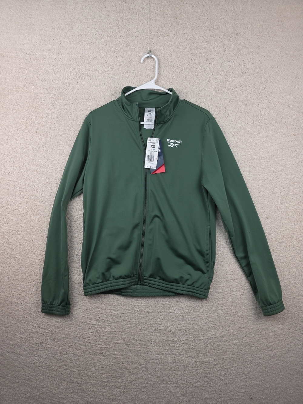 Reebok Track Top XS Jacket Escape Green Logo Knit